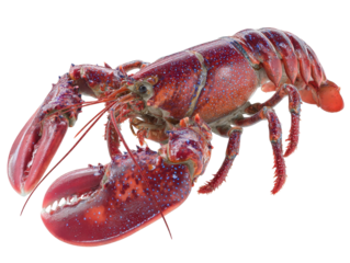 Freshly Cooked Red Lobster with Blue Spots Isolated on Transparent Background