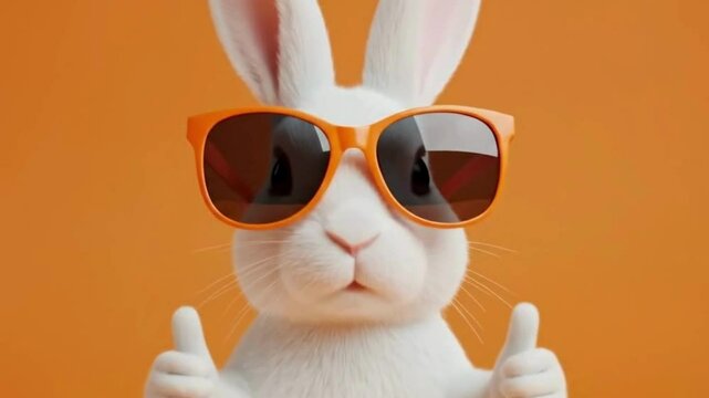 Rabbit wearing sunglasses looking cool
