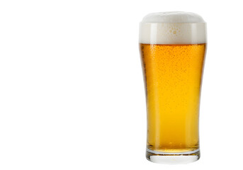A glass of beer with foam, isolated on white or transparent background. PNG
