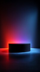 A simple podium mockup with colorful gradient background, vertical mobile wallpaper.