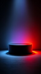 A simple podium mockup with colorful gradient background, vertical mobile wallpaper.