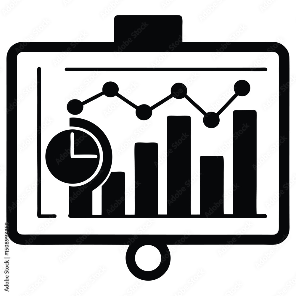 Poster data analyst element isolated sales performance dashboard on white background