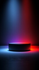 A simple podium mockup with colorful gradient background, vertical mobile wallpaper.