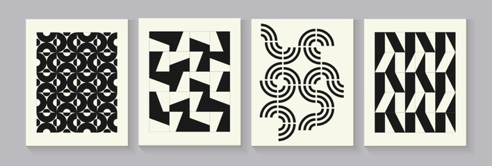 Abstract vector geometric covers for your design. Banners with a simple geometric pattern. Minimal design. Bauhaus style.Vector illustration.