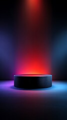 A simple podium mockup with colorful gradient background, vertical mobile wallpaper.