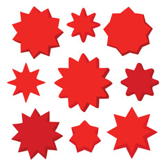 Vibrant Collection of Red Starburst Shapes of red White background 