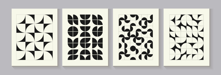 Abstract vector geometric covers for your design. Banners with a simple geometric pattern. Minimal design. Bauhaus style.Vector illustration.