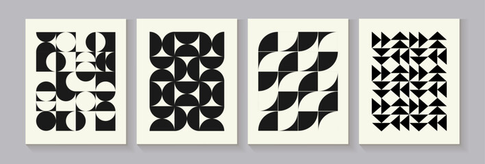 Abstract vector geometric covers for your design. Banners with a simple geometric pattern. Minimal design. Bauhaus style.Vector illustration.
