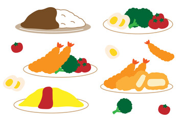 Naklejka premium かわいい料理のイラストセット