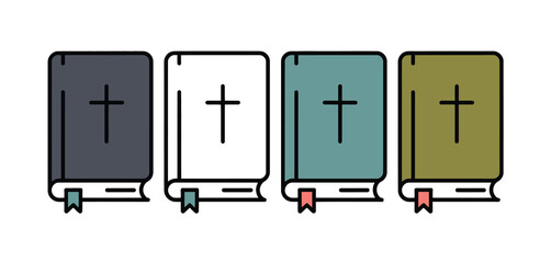 Four Color Variations of a Bible Icon Illustration