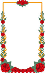 Romantic Red Rose Floral Frame for Invitation, Greeting Card, Wedding, or Social Media Design