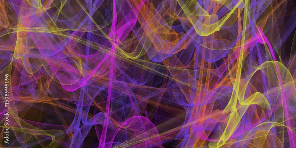 Poster abstract artistic composition of multicolored swirls and curves creates a dynamic and colorful desig