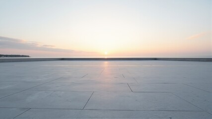Sunset Over Calm Water Horizon
