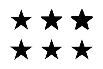 Illustration of six black star shapes