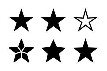 Collection of varied star shapes in black