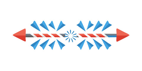 Obraz premium Abstract firecracker shapes with arrows and starburst design 