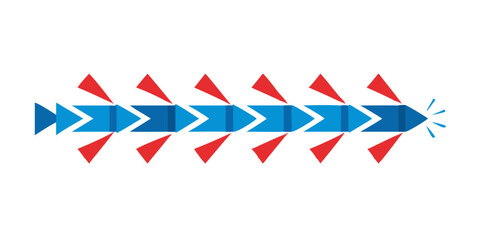 Obraz premium Abstract firecracker shapes in red and blue creating dynamic motion 