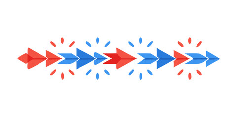 Obraz premium Abstract arrows in red and blue creating a decorative border 