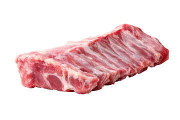 Obraz premium Fresh Raw Pork Ribs Cut with Meat and Fat on Transparent Background