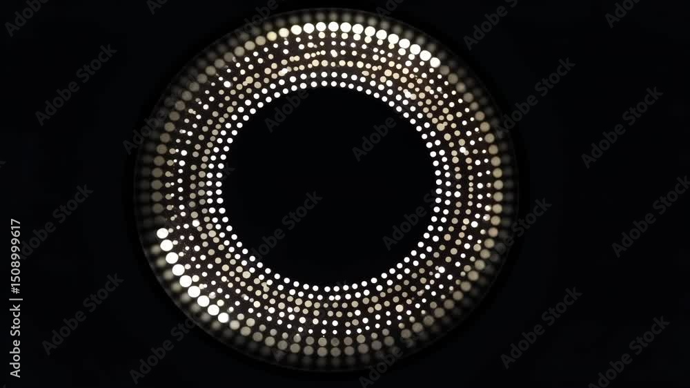 Poster circular pattern of illuminated dots on dark background for abstract design projects