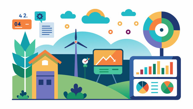 A data dashboard displaying energy usage and equipment efficiency helping farmers identify areas for improvement and costsaving measures.. Vector illustration