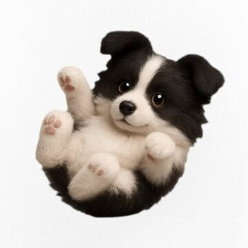 Adorable fluffy puppy portrait animation isolated asset, transparent 4K video, alpha channel, ProRes 4444