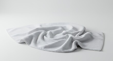 Obraz premium Wrinkled light gray towel on white background
