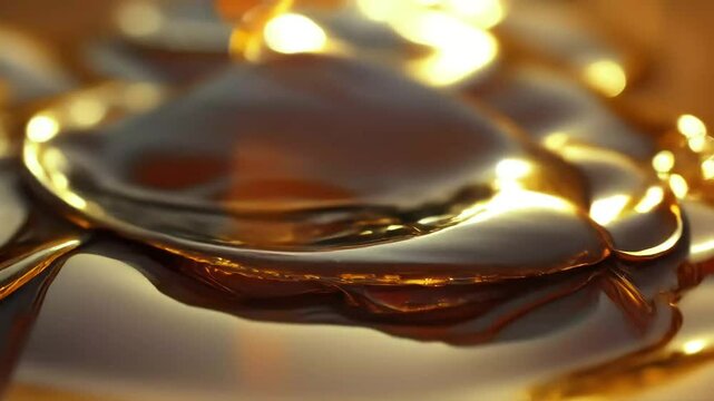 Golden liquid abstract with spiral design