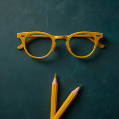 glasses on blackboard