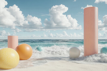 Hyperrealistic CGI beach scene
