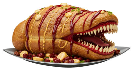 Monster Sandwich with Sauce and Teeth