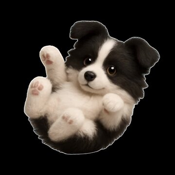 Adorable fluffy puppy portrait animation isolated asset, transparent 4K video, alpha channel, ProRes 4444