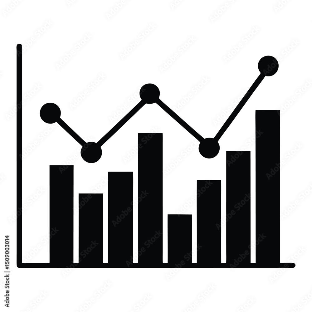 Poster data analyst element isolated trend line graph on white background