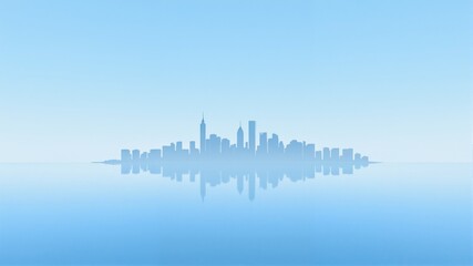Fototapeta premium City Skyline Reflection in Blue Gradient 