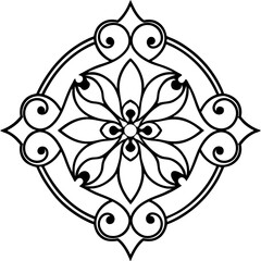 Medallion-Style Tile Damask with Center Floral Detail