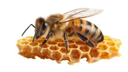 Honeybee on honeycomb for Honeybee Awareness Day highlighting bee conservation efforts and ecological importance