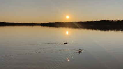 sunset over the river