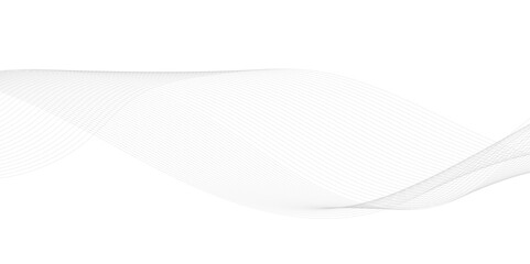 Abstract wavy white and grey curved lines on transparent background. Frequency sound wave lines and technology background, Design for brochure, flyer, banner, template, business wave lines background.