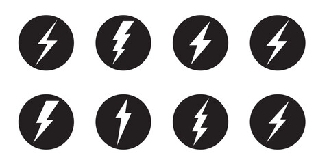 Lightning icon set. Electric icon vector. Power icon. Thunder charging power for electricity energy sign. Variety Design.