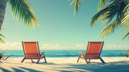 two beach chairs facing the ocean