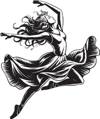 Obraz premium silhouette, woman, body, dancer, vector, black, illustration, dancing, fashion, lady, dance, beauty, ballet, people, pose, model, person, figure, hair, shadow, shape, sport, naked, fitness, legs