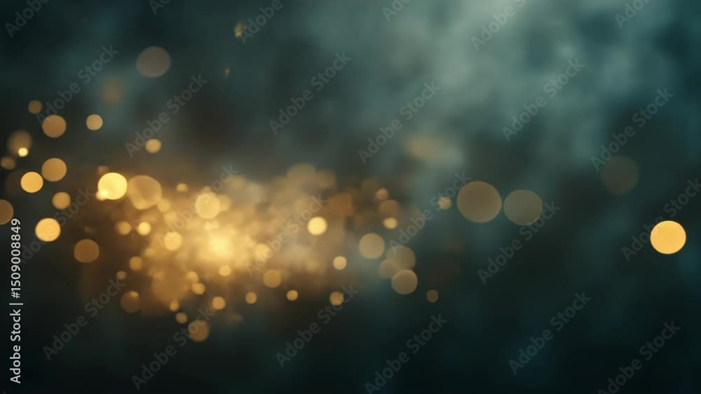 Poster sparkling golden light particles on dark background for creative design and visual projects