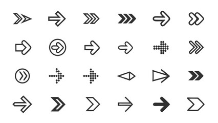 Arrow vector set collection of different arrow styles and shapes for ui design and ux design projects