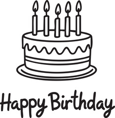 Delicious chocolate birthday cake with lit