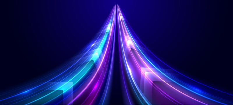 Modern abstract high-speed movement. Dynamic motion light and fast arrows moving on dark background. Futuristic, technology pattern for banner or poster design.