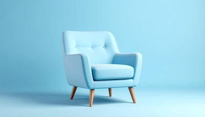 blue armchair isolated on white
