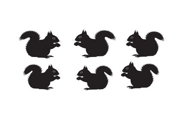 Six Silhouettes of Squirrels A Charming Collection of Wildlife Illustrations