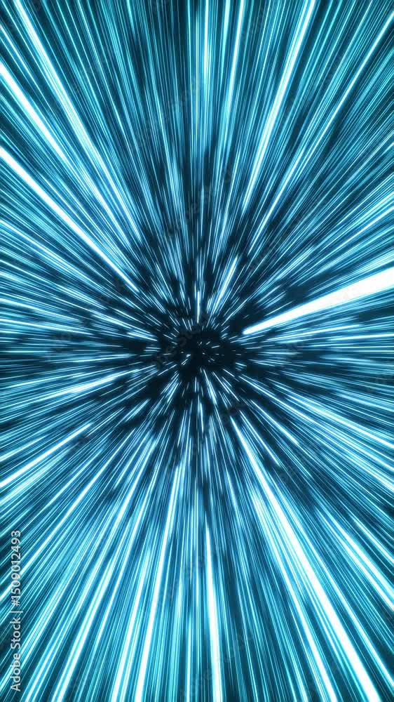 Wall mural hyperjump space. hyperspace jump. moving through the universe. flying among stars lightspeed tunnel.