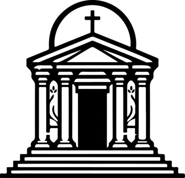 black and white church building clip art preview