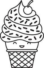 Cute Kawaii Desserts Coloring Pages – Adorable Sweet Treats, Fun & Easy Donut, Cake & Ice Cream Designs for Kids & Adults, Printable PDF